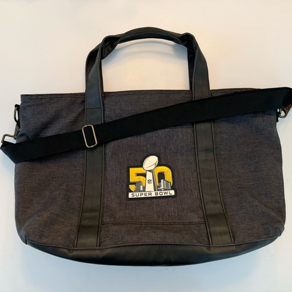 NFL Super Bowl 50 Travel Computer Bag Grey Yellow Denver Broncos Panthers - Picture 14 of 14